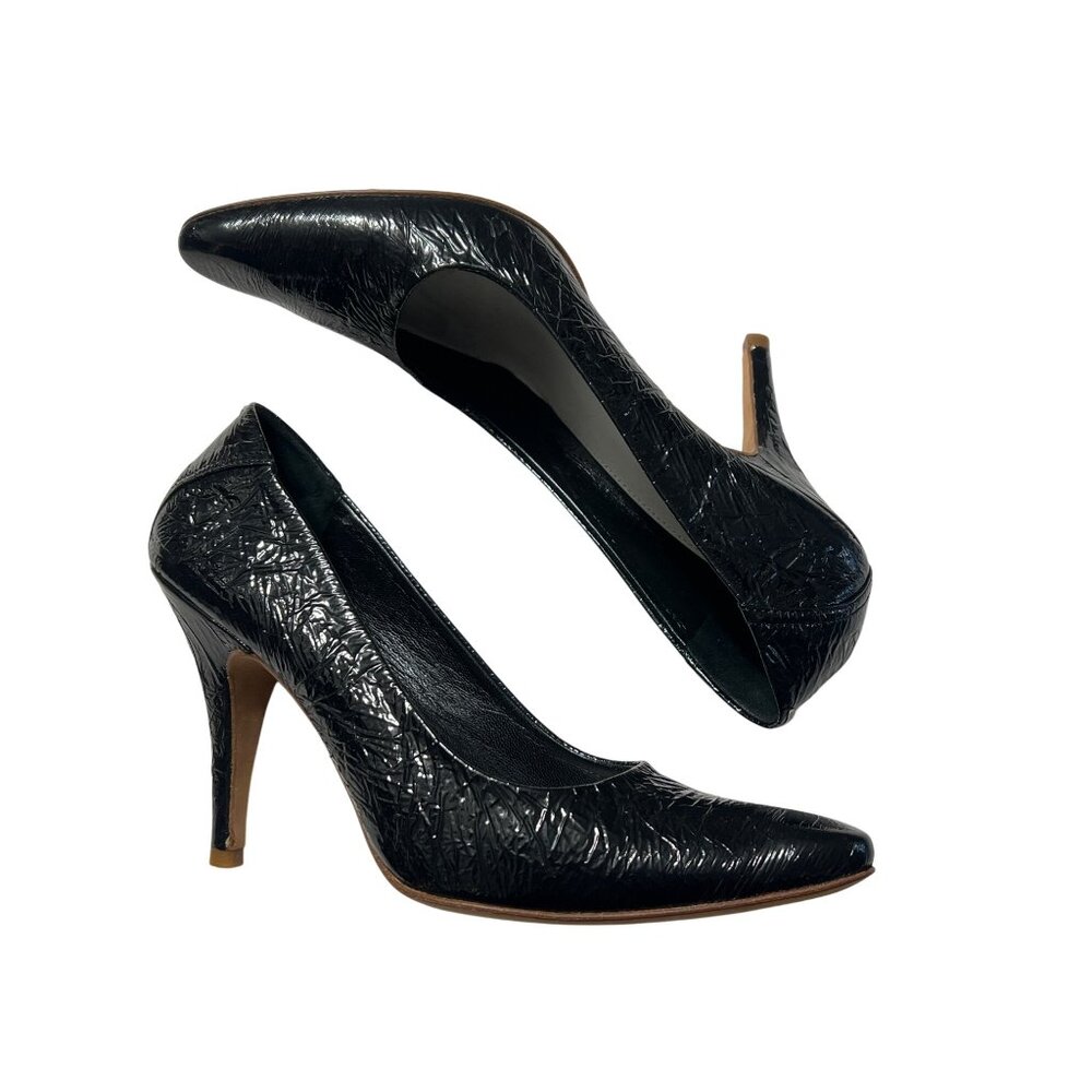 Maison Margiela Crinkle Black Patent Leather Heels Size 38 - Picture 9 of 12